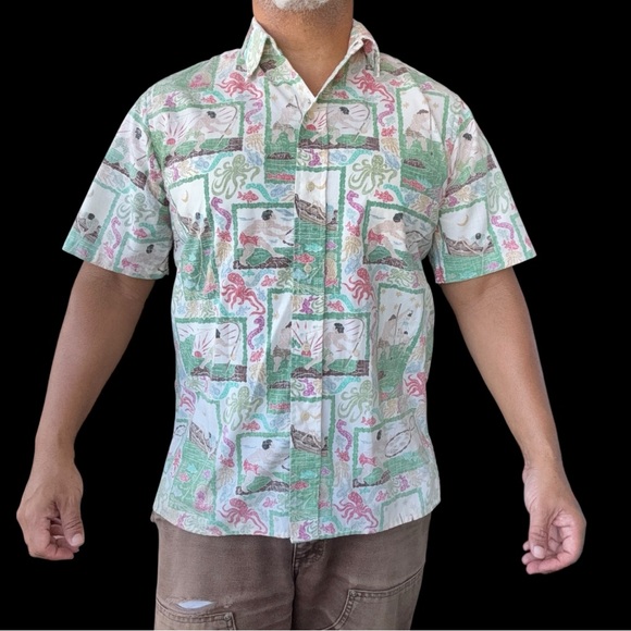 reyn spooner Other - Reyn Spooner Dietrich Varez Aloha Shirt Full Button Ocean Spear Fishing Medium